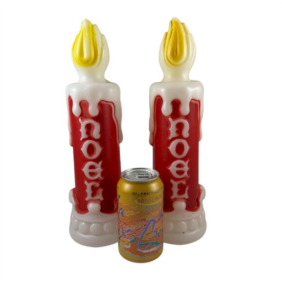 Empire Blow Molds Small NOEL Candles Set of 2 Vintage 1970 No Lights 13 Inch - Picture 2 of 7